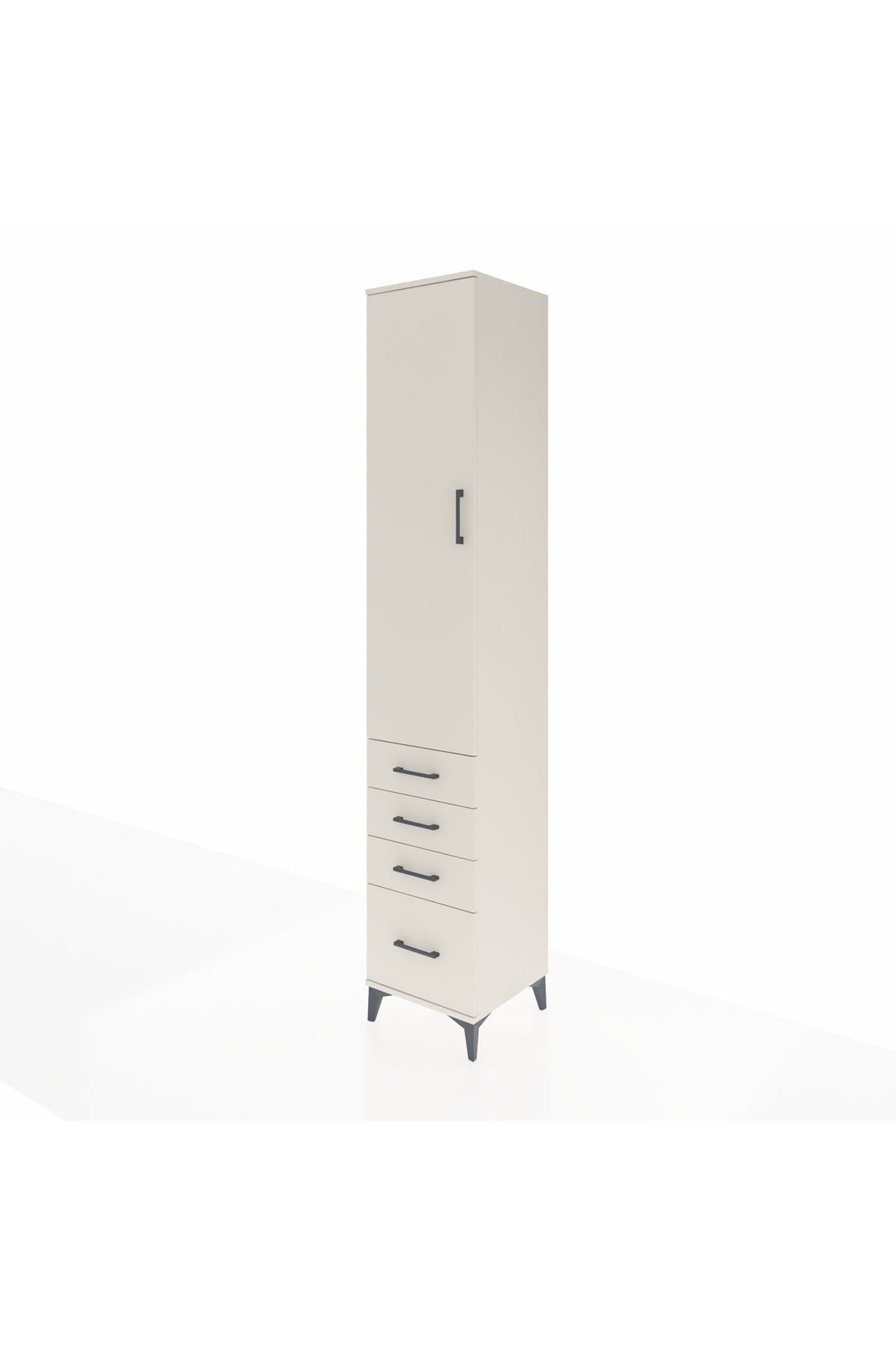 Hyperion Dolap 4 Raflı 4 Çekmeceli Tek Kapaklı 44x44x243 Aytaşı-Aytaşı