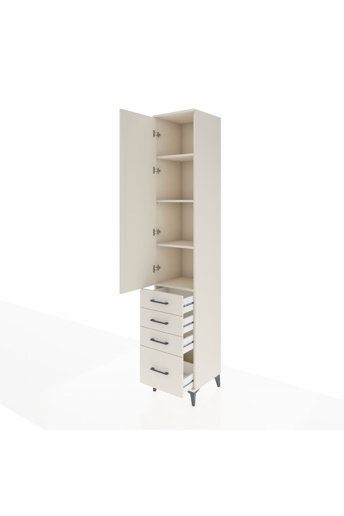 Hyperion Dolap 4 Raflı 4 Çekmeceli Tek Kapaklı 44x44x243 Aytaşı-Aytaşı