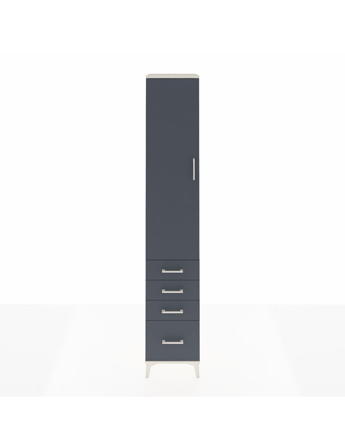 Hyperion Dolap 4 Raflı 4 Çekmeceli Tek Kapaklı 44x44x243 Aytaşı-Antrasit