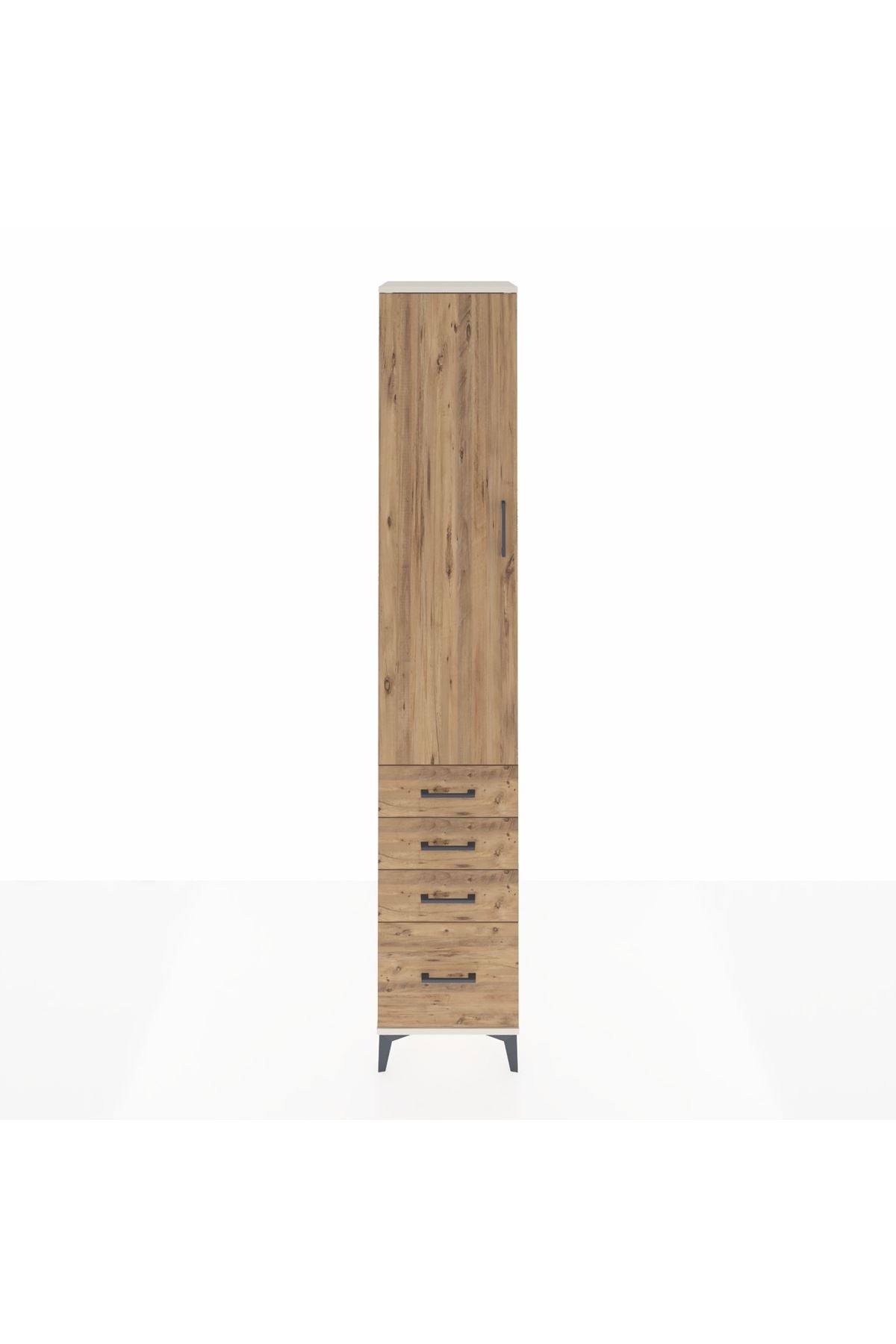 Hyperion Dolap 4 Raflı 4 Çekmeceli Tek Kapaklı 44x44x243 Aytaşı-Çam