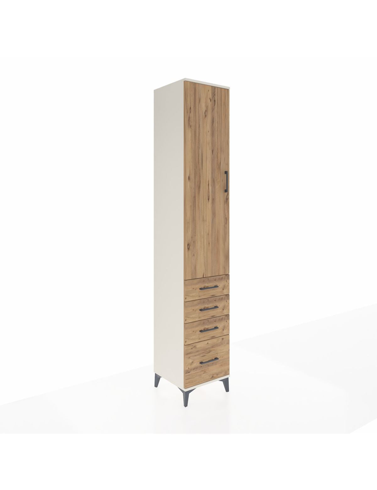 Hyperion Dolap 4 Raflı 4 Çekmeceli Tek Kapaklı 44x44x243 Aytaşı-Çam