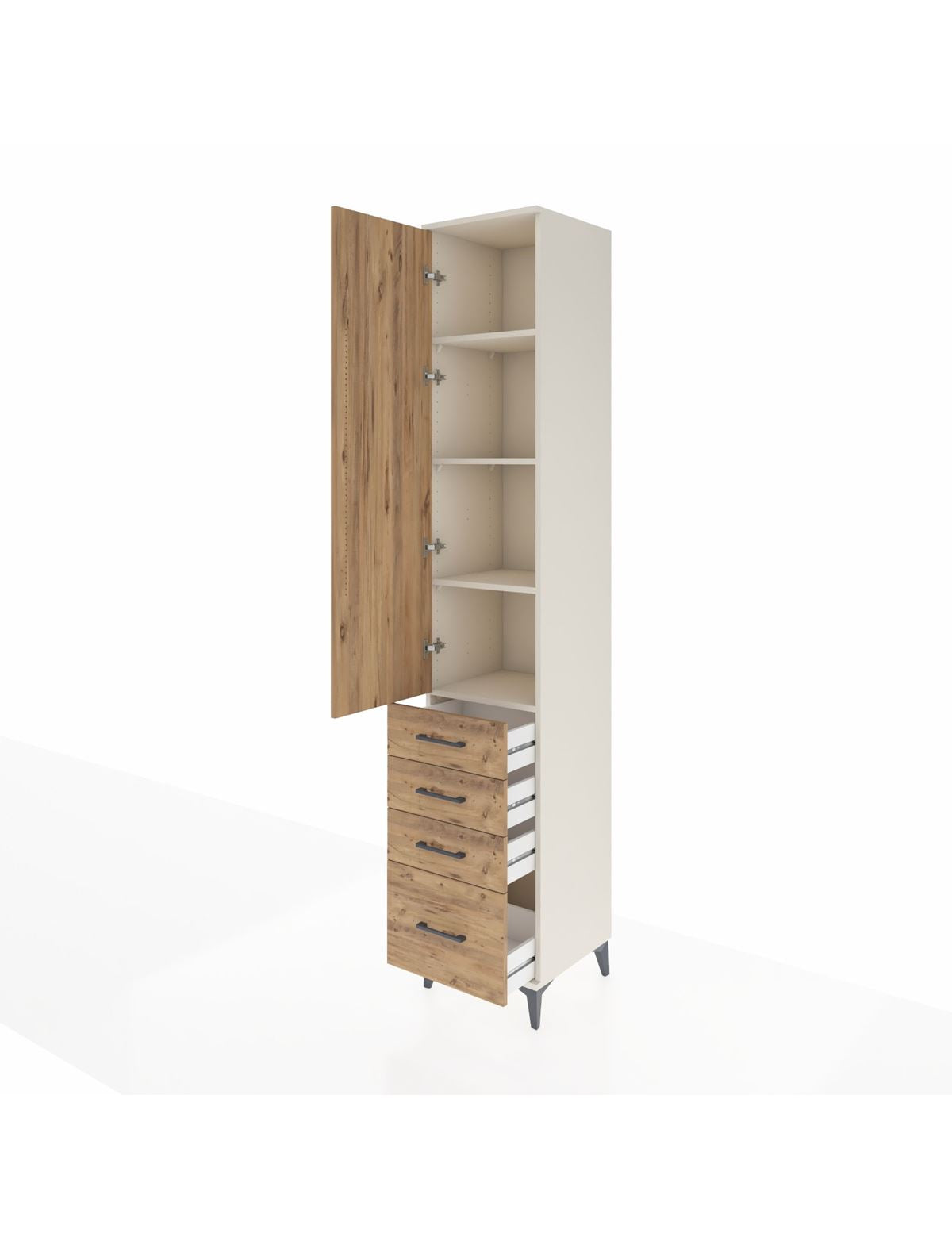 Hyperion Dolap 4 Raflı 4 Çekmeceli Tek Kapaklı 44x44x243 - S64M153V3B
