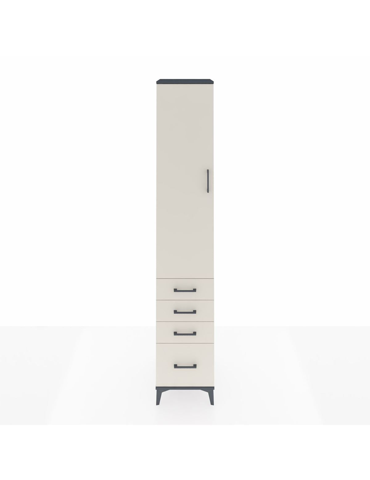 Hyperion Dolap 4 Raflı 4 Çekmeceli Tek Kapaklı 44x44x243 Antrasit-Aytaşı