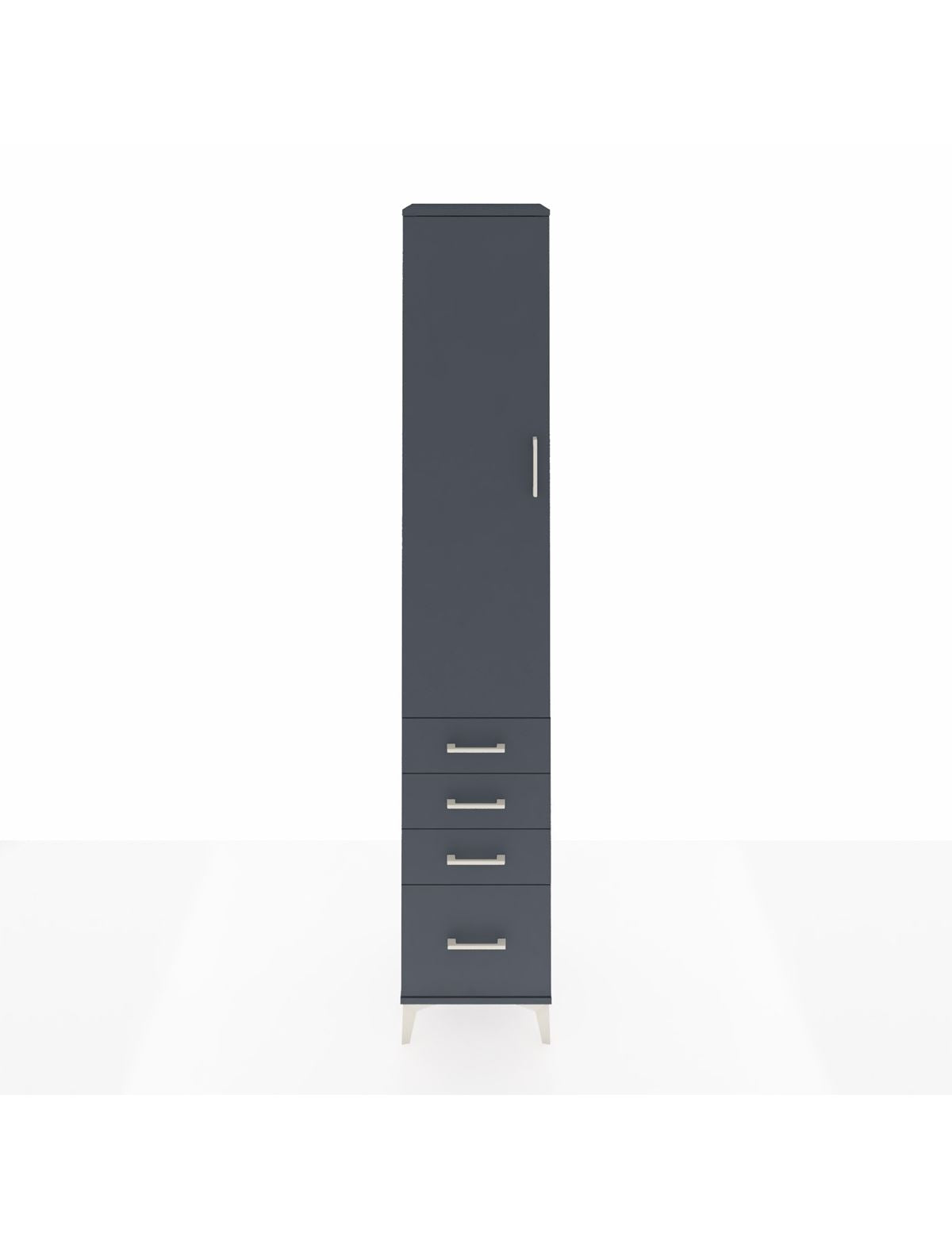 Hyperion Dolap 4 Raflı 4 Çekmeceli Tek Kapaklı 44x44x243 Antrasit-Antrasit