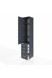 Hyperion Dolap 4 Raflı 4 Çekmeceli Tek Kapaklı 44x44x243 Antrasit-Antrasit