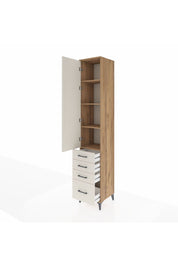 Hyperion Dolap 4 Raflı 4 Çekmeceli Tek Kapaklı 44x44x243 Çam-Aytaşı