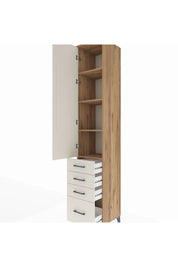 Hyperion Dolap 4 Raflı 4 Çekmeceli Tek Kapaklı 44x44x243 Çam-Aytaşı