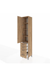 Hyperion Dolap 4 Raflı 4 Çekmeceli Tek Kapaklı 44x44x243 Çam-Çam
