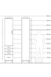 Hyperion Dolap 4 Raflı 4 Çekmeceli Tek Kapaklı 44x44x243 Çam-Çam