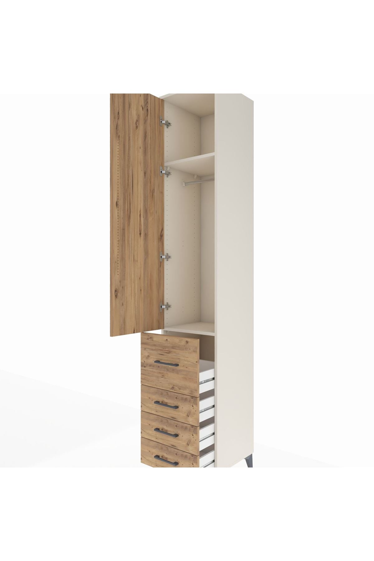 Hyperion Dolap 2 Raflı 4 Çekmeceli Tek Askılı 44x44x243 Aytaşı-Çam