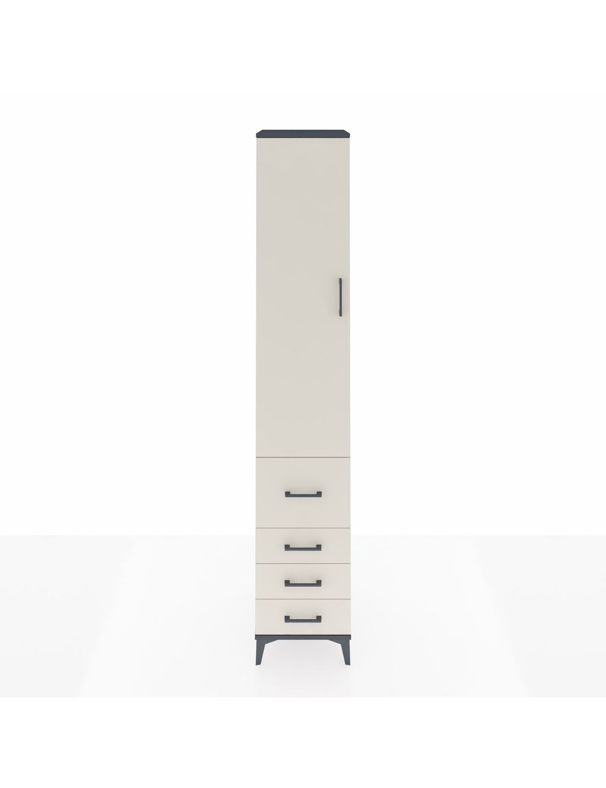 Hyperion Dolap 2 Raflı 4 Çekmeceli Tek Askılı 44x44x243 Antrasit-Aytaşı