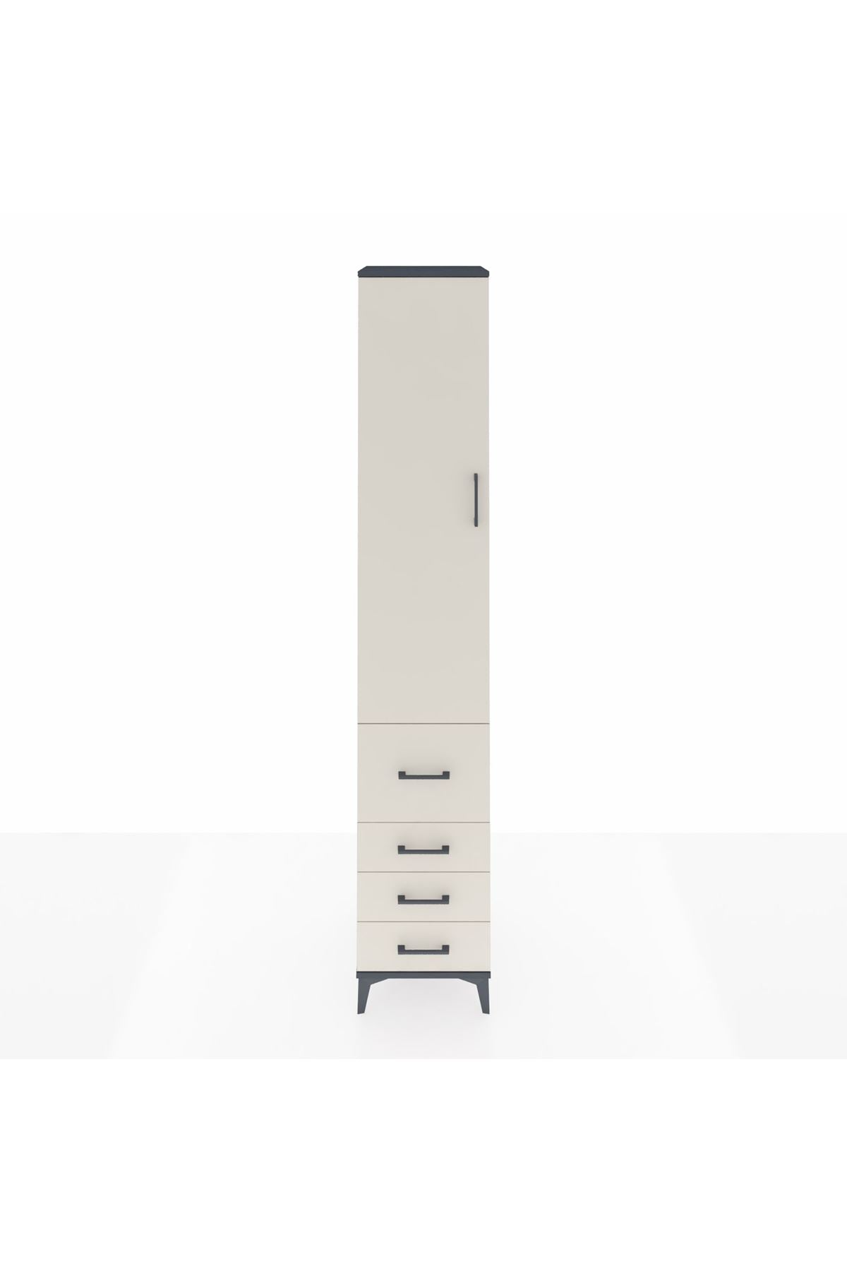 Hyperion Dolap 2 Raflı 4 Çekmeceli Tek Askılı 44x44x243 Antrasit-Aytaşı