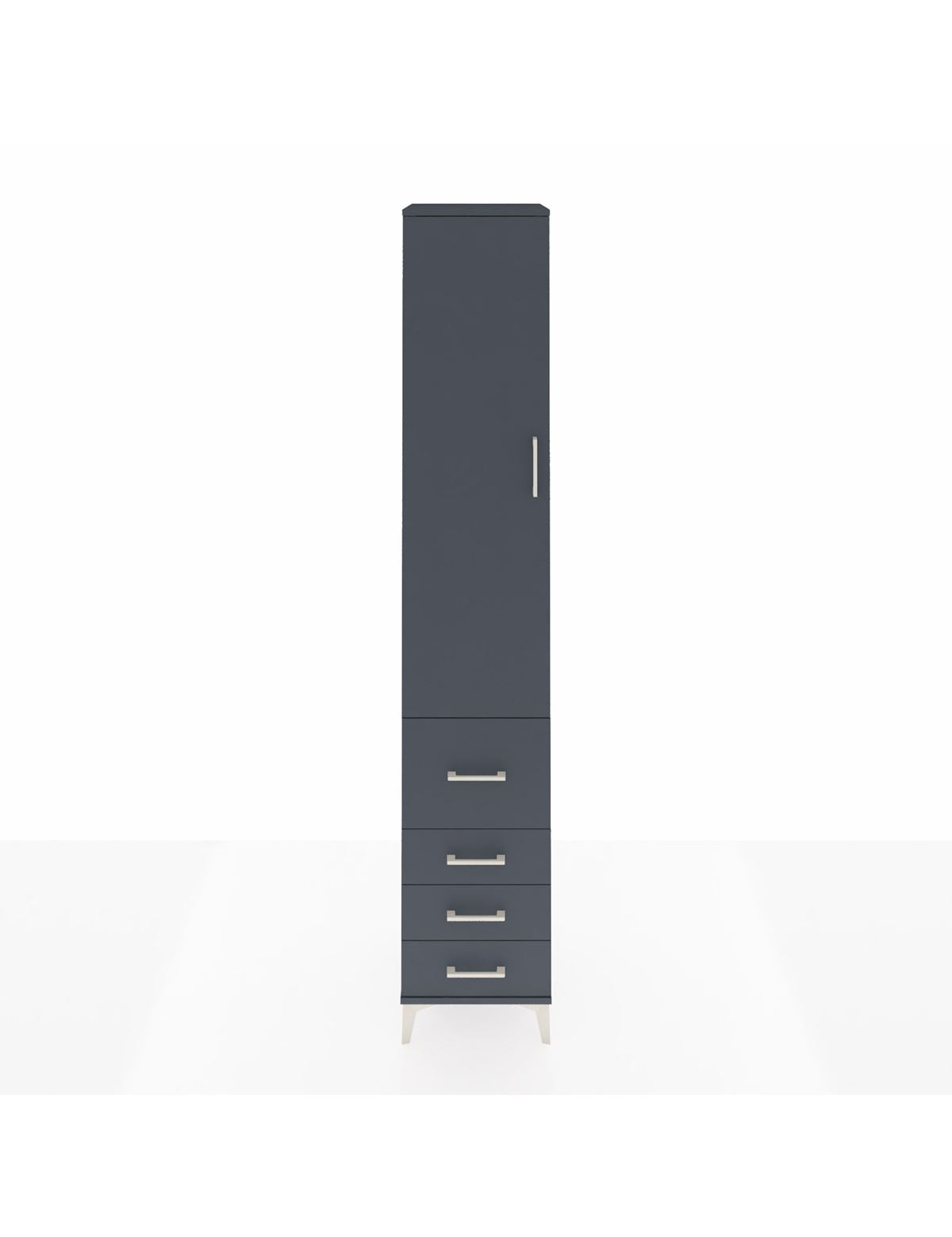 Hyperion Dolap 2 Raflı 4 Çekmeceli Tek Askılı 44x44x243 Antrasit-Antrasit