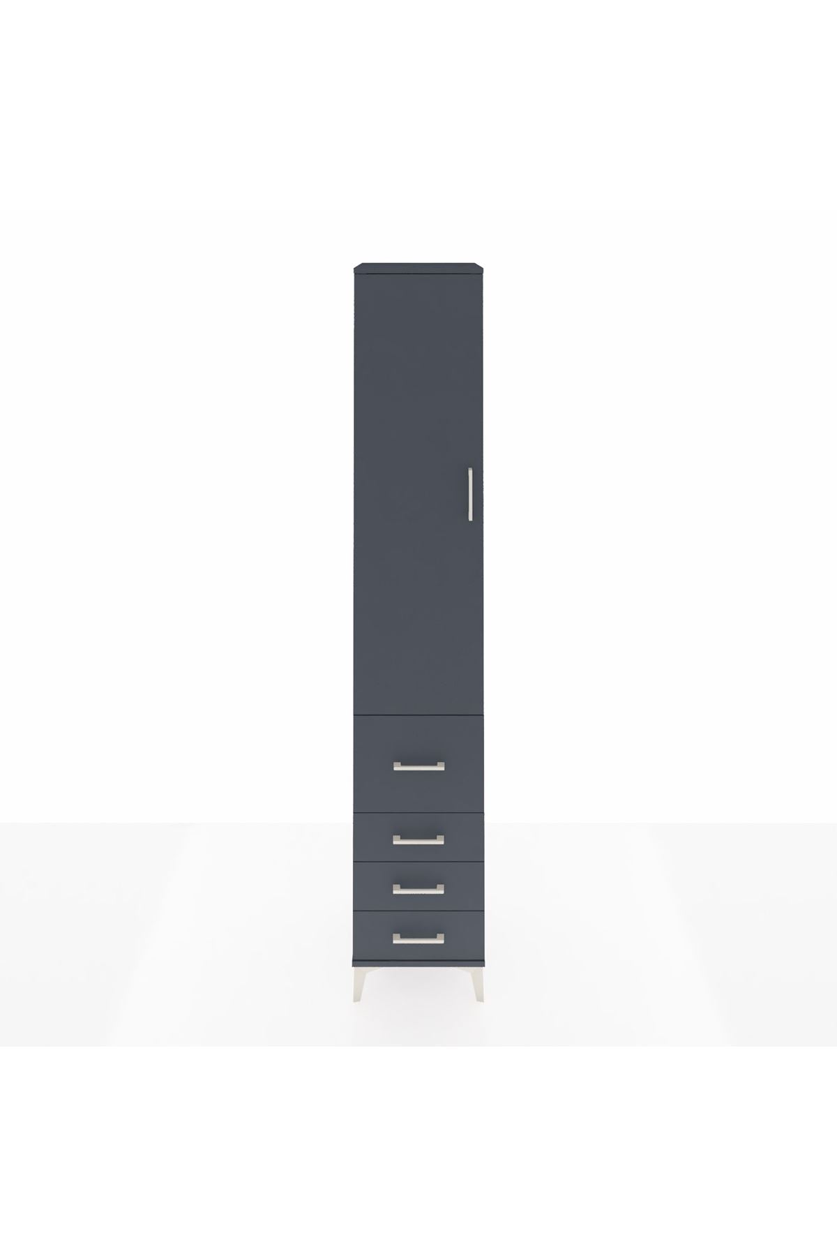 Hyperion Dolap 2 Raflı 4 Çekmeceli Tek Askılı 44x44x243 Antrasit-Antrasit
