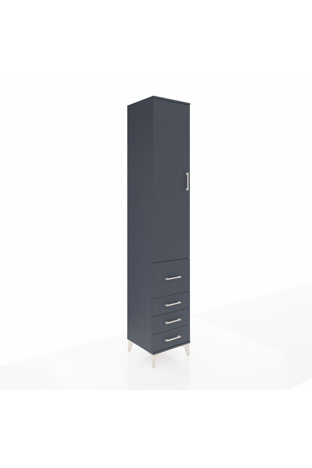 Hyperion Dolap 2 Raflı 4 Çekmeceli Tek Askılı 44x44x243 Antrasit-Antrasit