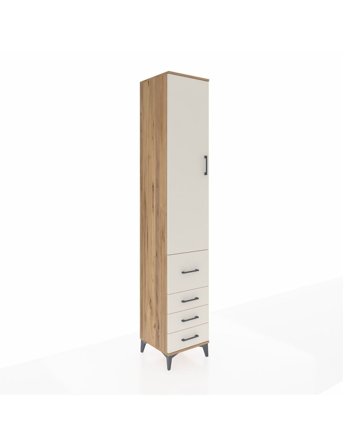 Hyperion Dolap 2 Raflı 4 Çekmeceli Tek Askılı 44x44x243 Çam-Aytaşı