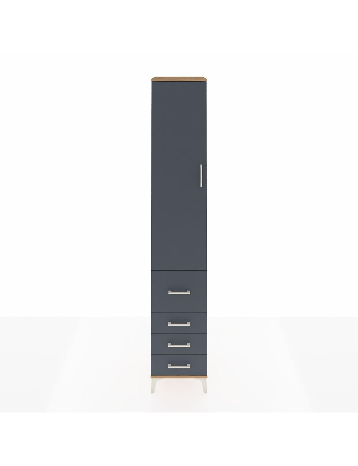 Hyperion Dolap 2 Raflı 4 Çekmeceli Tek Askılı 44x44x243 Çam-Antrasit