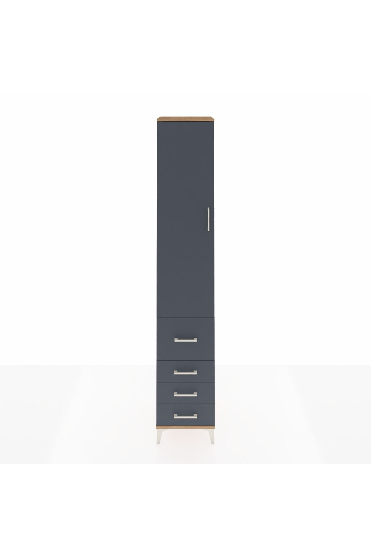 Hyperion Dolap 2 Raflı 4 Çekmeceli Tek Askılı 44x44x243 Çam-Antrasit