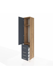 Hyperion Dolap 2 Raflı 4 Çekmeceli Tek Askılı 44x44x243 Çam-Antrasit