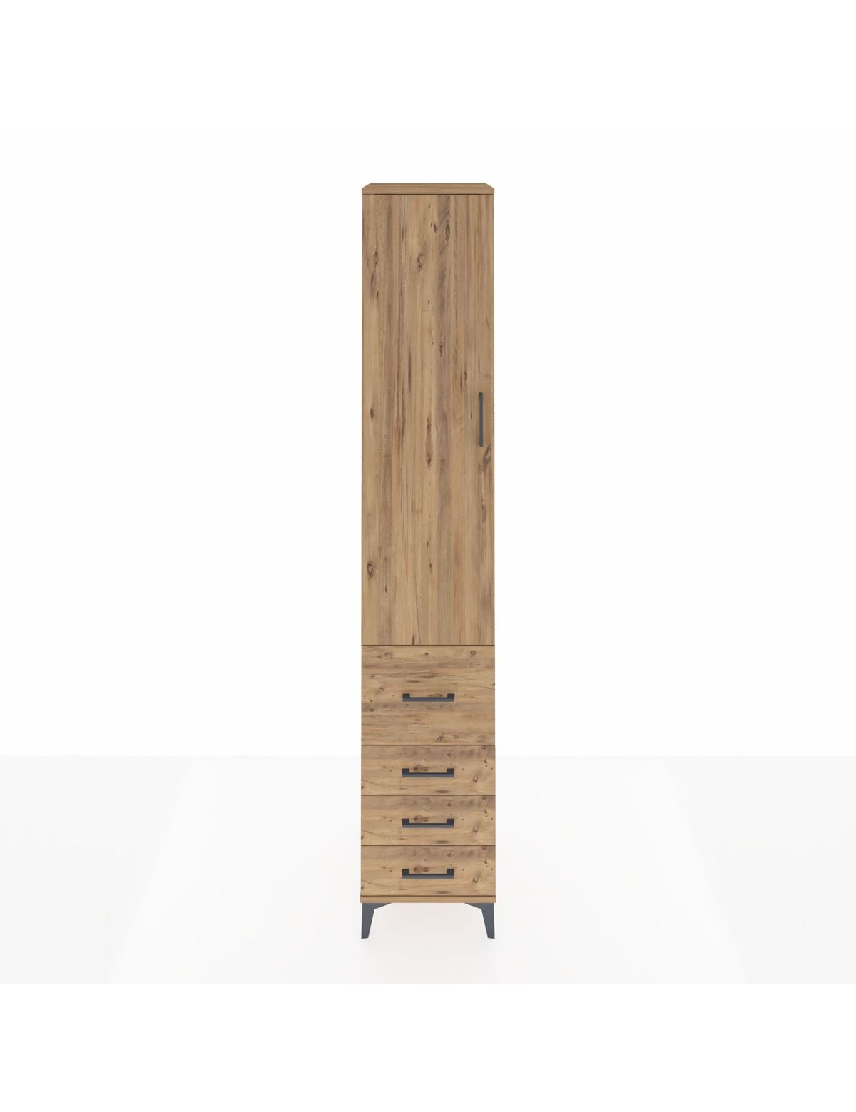 Hyperion Dolap 2 Raflı 4 Çekmeceli Tek Askılı 44x44x243 Çam-Çam