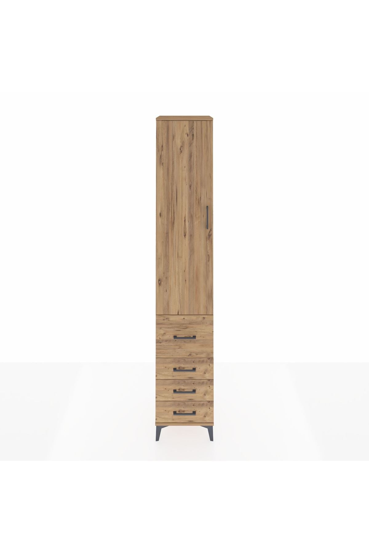 Hyperion Dolap 2 Raflı 4 Çekmeceli Tek Askılı 44x44x243 Çam-Çam