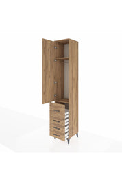 Hyperion Dolap 2 Raflı 4 Çekmeceli Tek Askılı 44x44x243 Çam-Çam