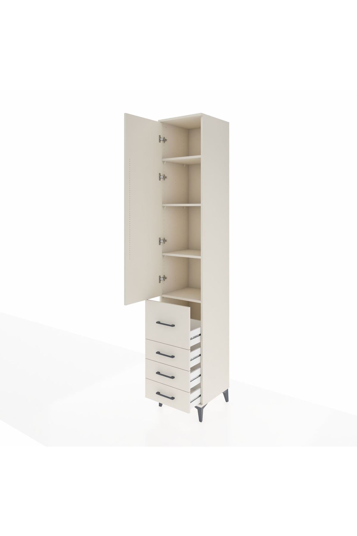 Hyperion Dolap 4 Raflı 4 Çekmeceli Tek Kapaklı 44x44x243 Aytaşı-Aytaşı