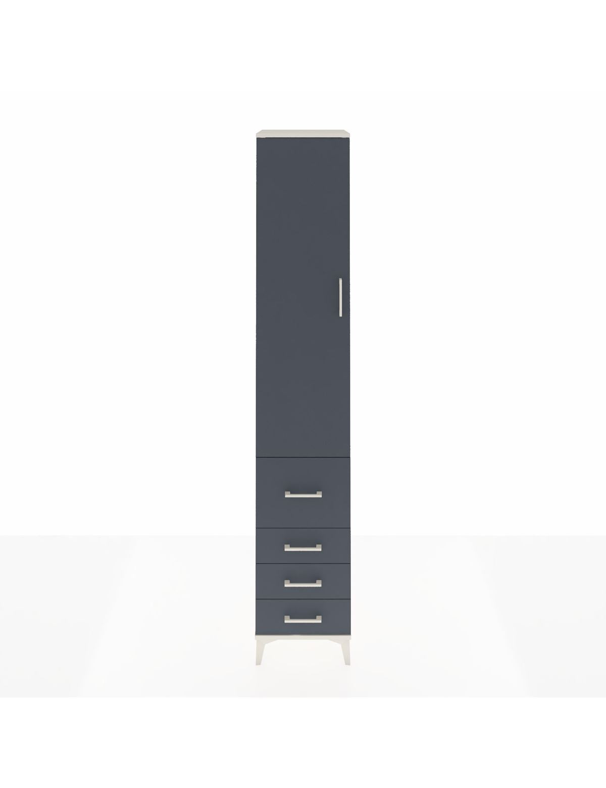 Hyperion Dolap 4 Raflı 4 Çekmeceli Tek Kapaklı 44x44x243 Aytaşı-Antrasit