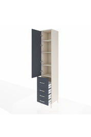 Hyperion Dolap 4 Raflı 4 Çekmeceli Tek Kapaklı 44x44x243 Aytaşı-Antrasit
