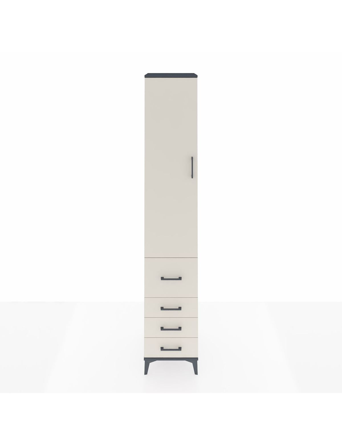 Hyperion Dolap 4 Raflı 4 Çekmeceli Tek Kapaklı 44x44x243 Antrasit-Aytaşı