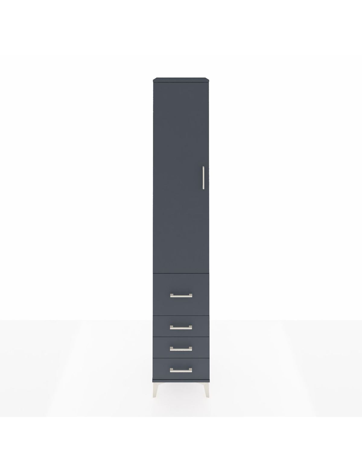 Hyperion Dolap 4 Raflı 4 Çekmeceli Tek Kapaklı 44x44x243 Antrasit-Antrasit