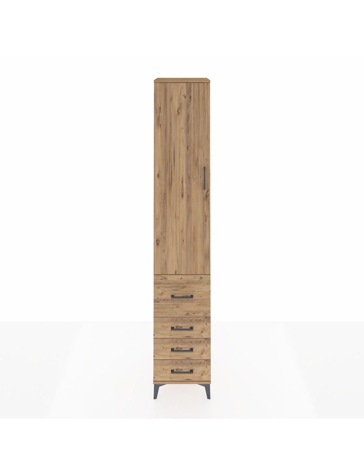 Hyperion Dolap 4 Raflı 4 Çekmeceli Tek Kapaklı 44x44x243 Çam-Çam