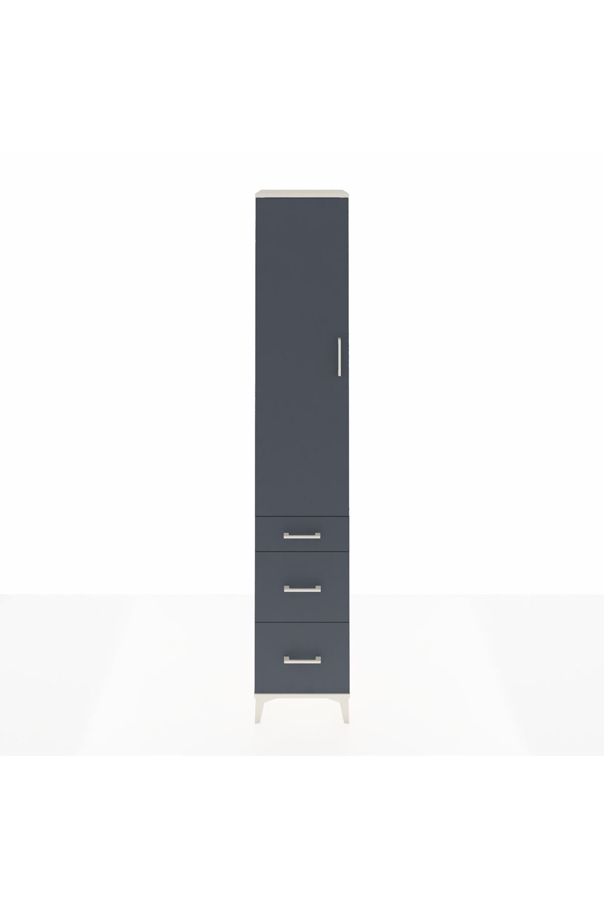 Hyperion Dolap 2 Raflı 3 Çekmeceli Tek Askılı 44x44x243 Aytaşı-Antrasit