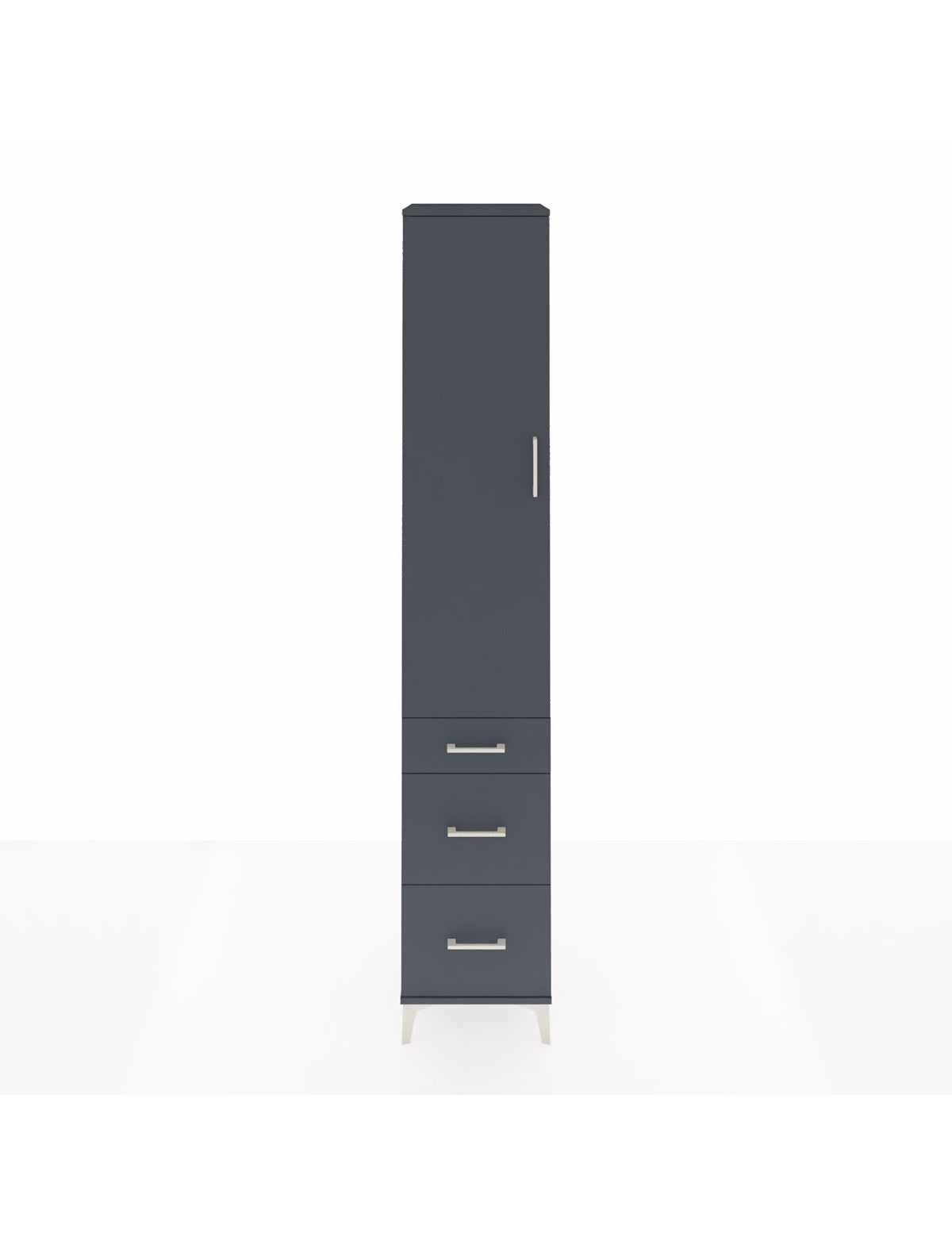 Hyperion Dolap 2 Raflı 3 Çekmeceli Tek Askılı 44x44x243 Antrasit-Antrasit