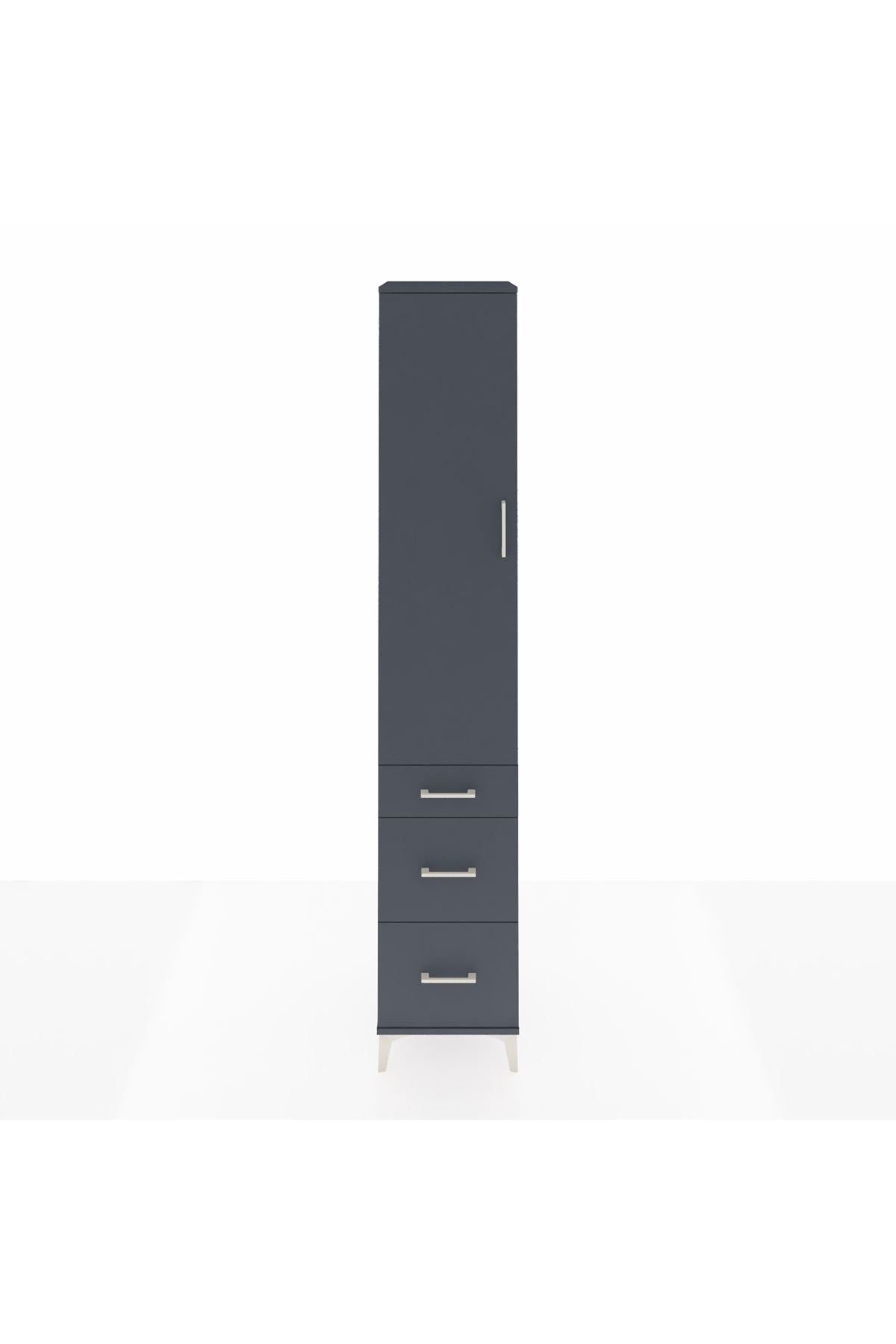 Hyperion Dolap 2 Raflı 3 Çekmeceli Tek Askılı 44x44x243 Antrasit-Antrasit