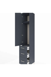 Hyperion Dolap 2 Raflı 3 Çekmeceli Tek Askılı 44x44x243 Antrasit-Antrasit