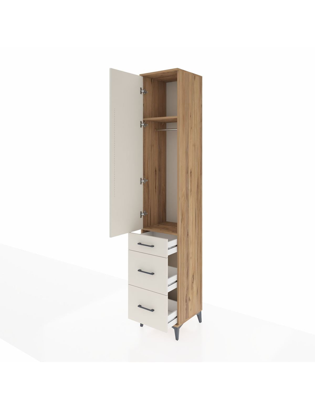 Hyperion Dolap 2 Raflı 3 Çekmeceli Tek Askılı 44x44x243 - S64M156V7B