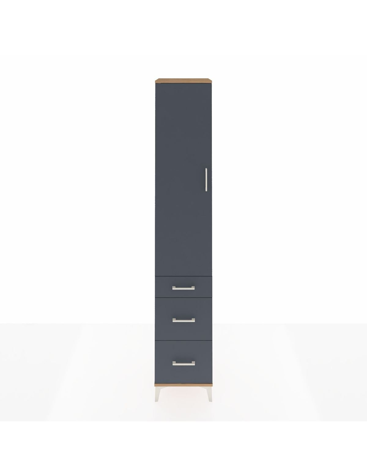 Hyperion Dolap 2 Raflı 3 Çekmeceli Tek Askılı 44x44x243 Çam-Antrasit