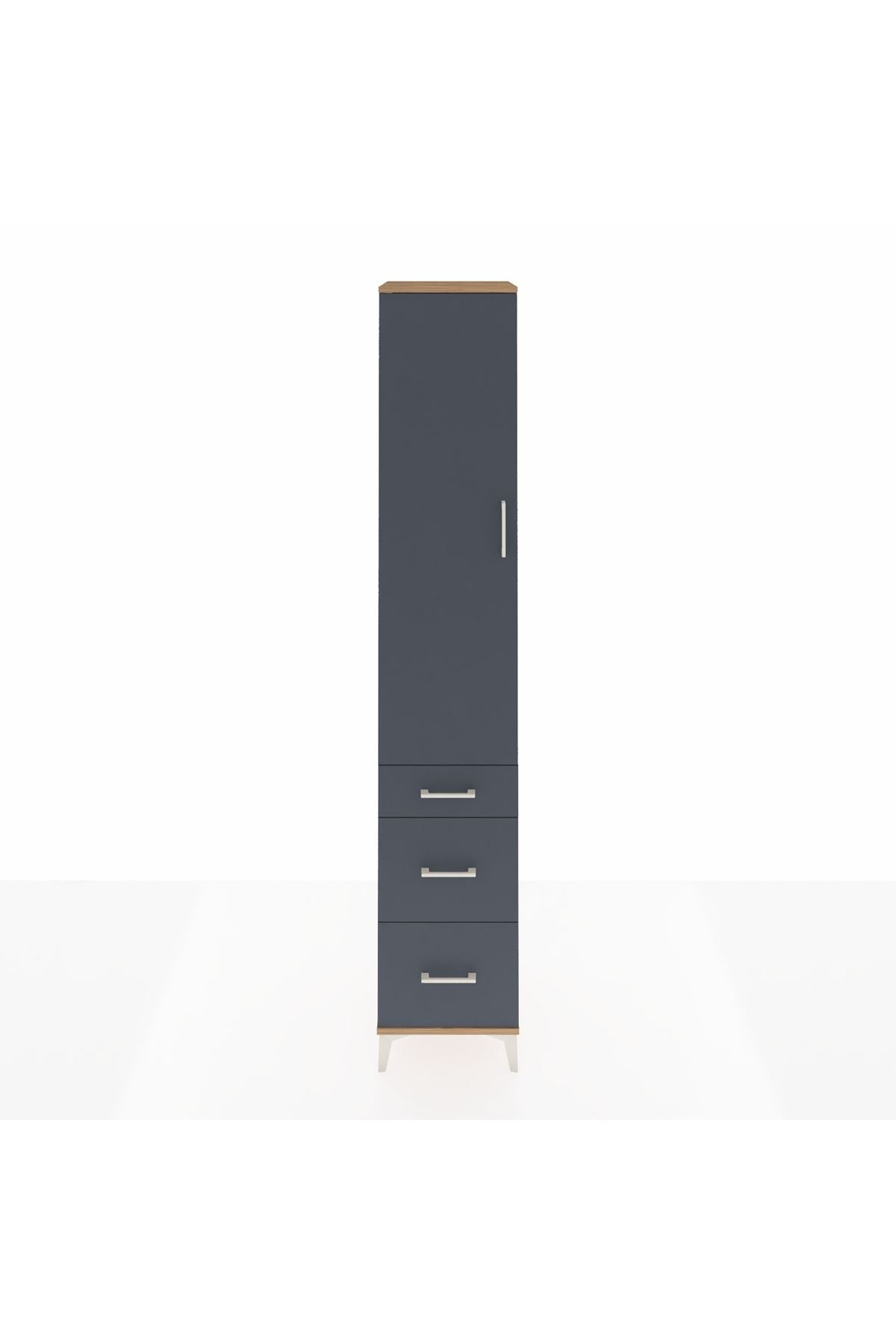 Hyperion Dolap 2 Raflı 3 Çekmeceli Tek Askılı 44x44x243 Çam-Antrasit