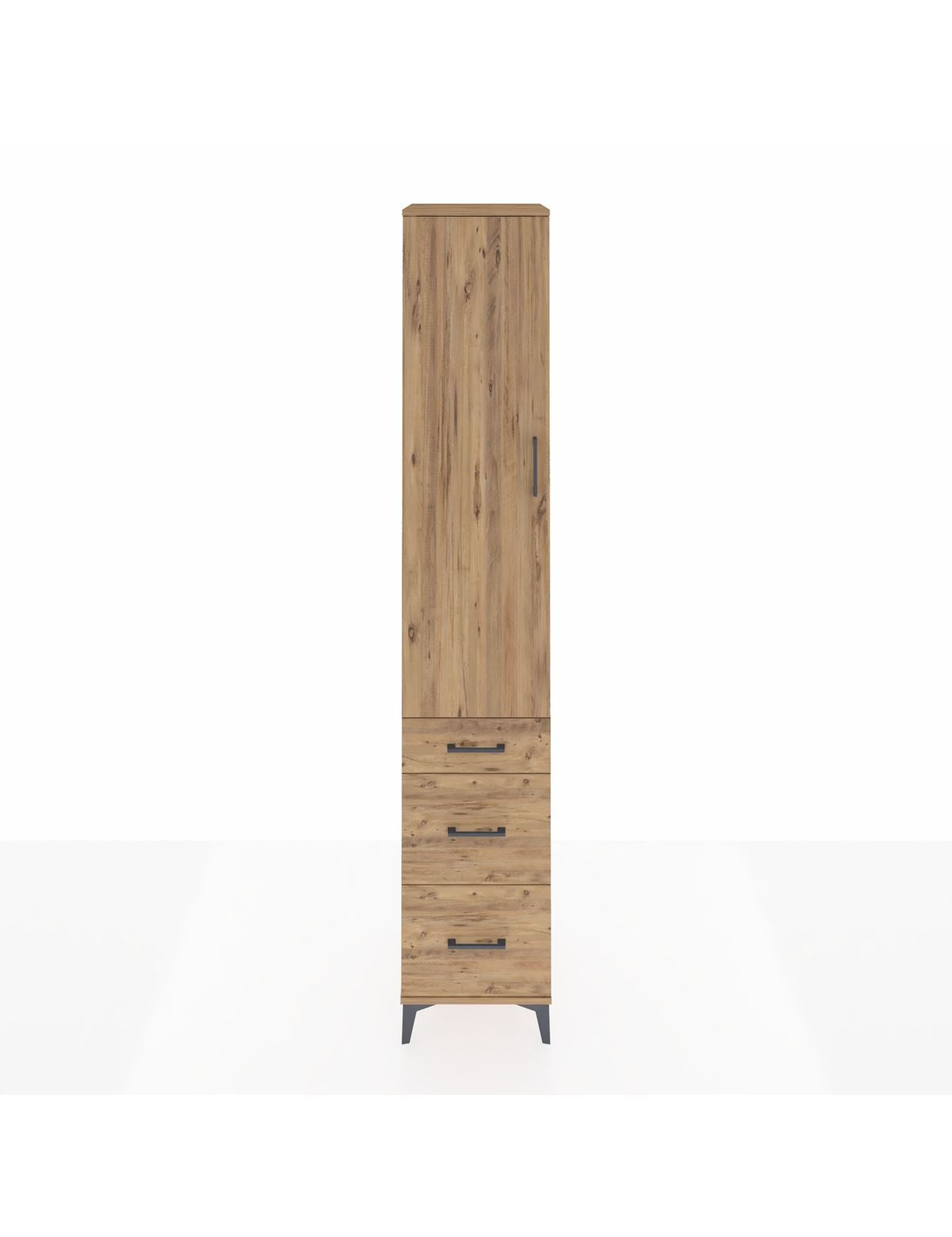 Hyperion Dolap 2 Raflı 3 Çekmeceli Tek Askılı 44x44x243 Çam-Çam