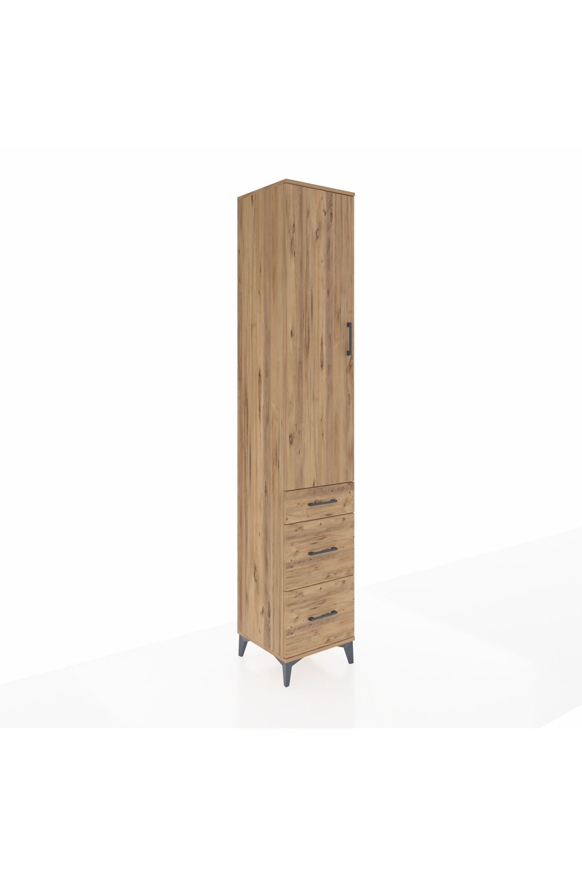 Hyperion Dolap 2 Raflı 3 Çekmeceli Tek Askılı 44x44x243 Çam-Çam