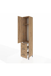 Hyperion Dolap 2 Raflı 3 Çekmeceli Tek Askılı 44x44x243 Çam-Çam
