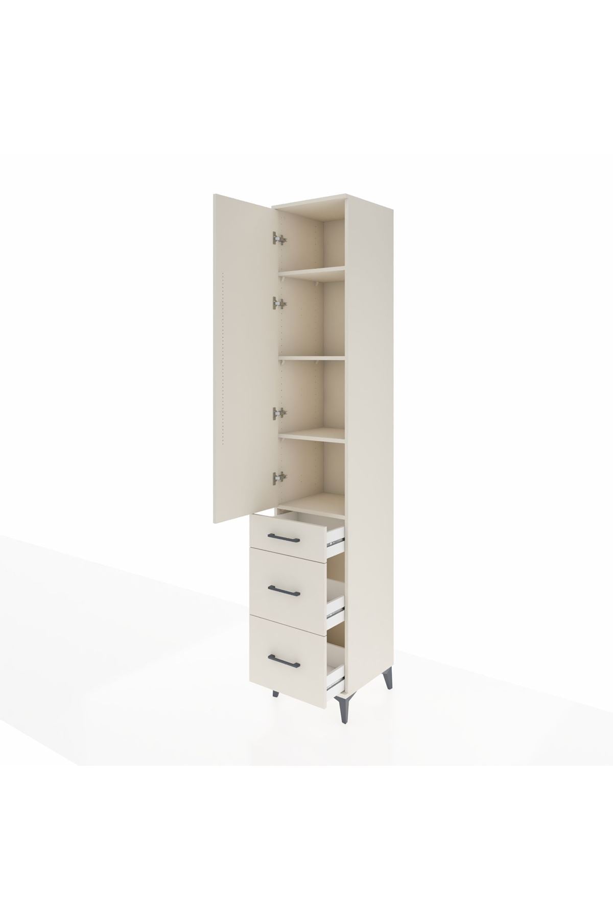 Hyperion Dolap 4 Raflı 3 Çekmeceli Tek Kapaklı 44x44x243 Aytaşı-Aytaşı