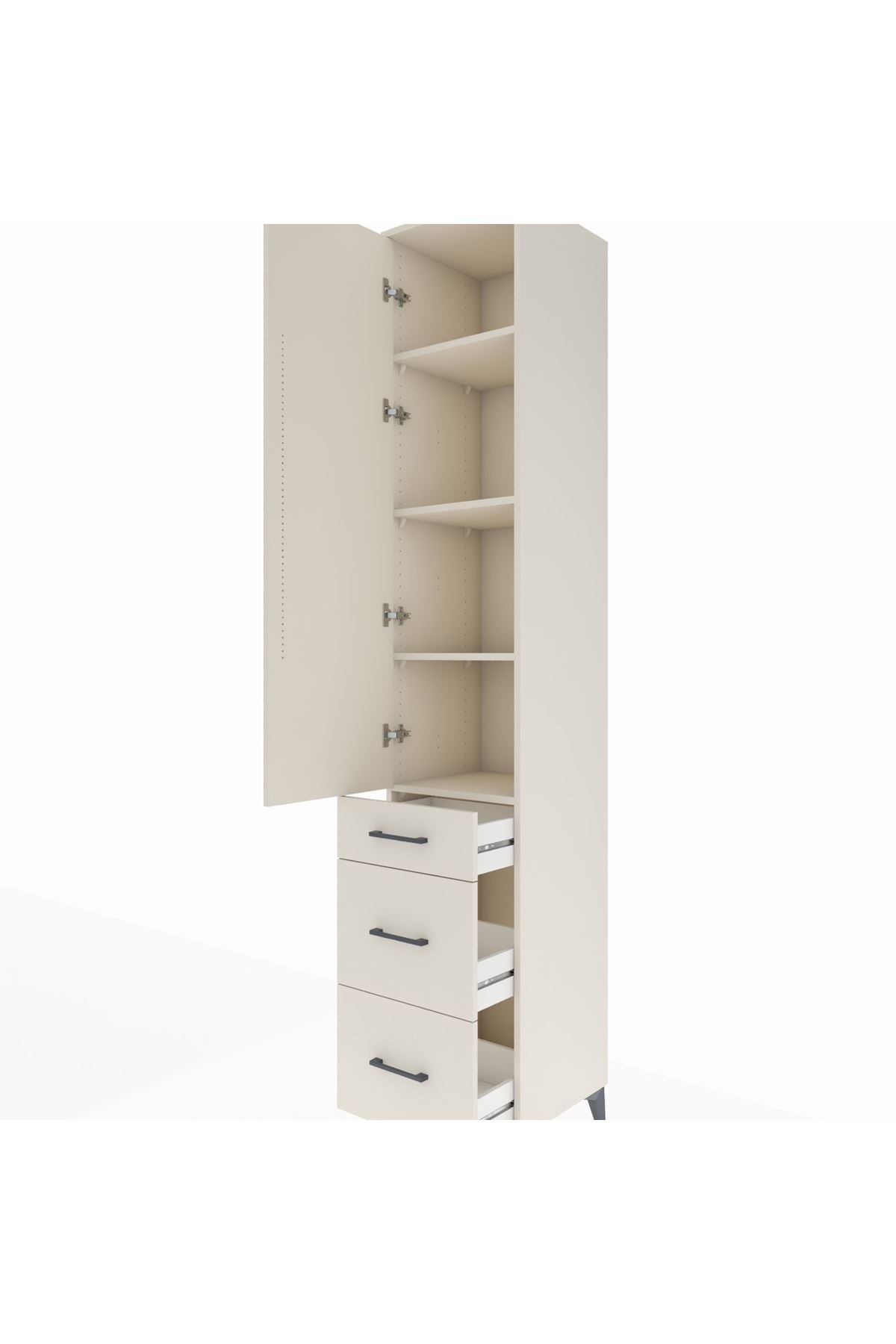 Hyperion Dolap 4 Raflı 3 Çekmeceli Tek Kapaklı 44x44x243 Aytaşı-Aytaşı