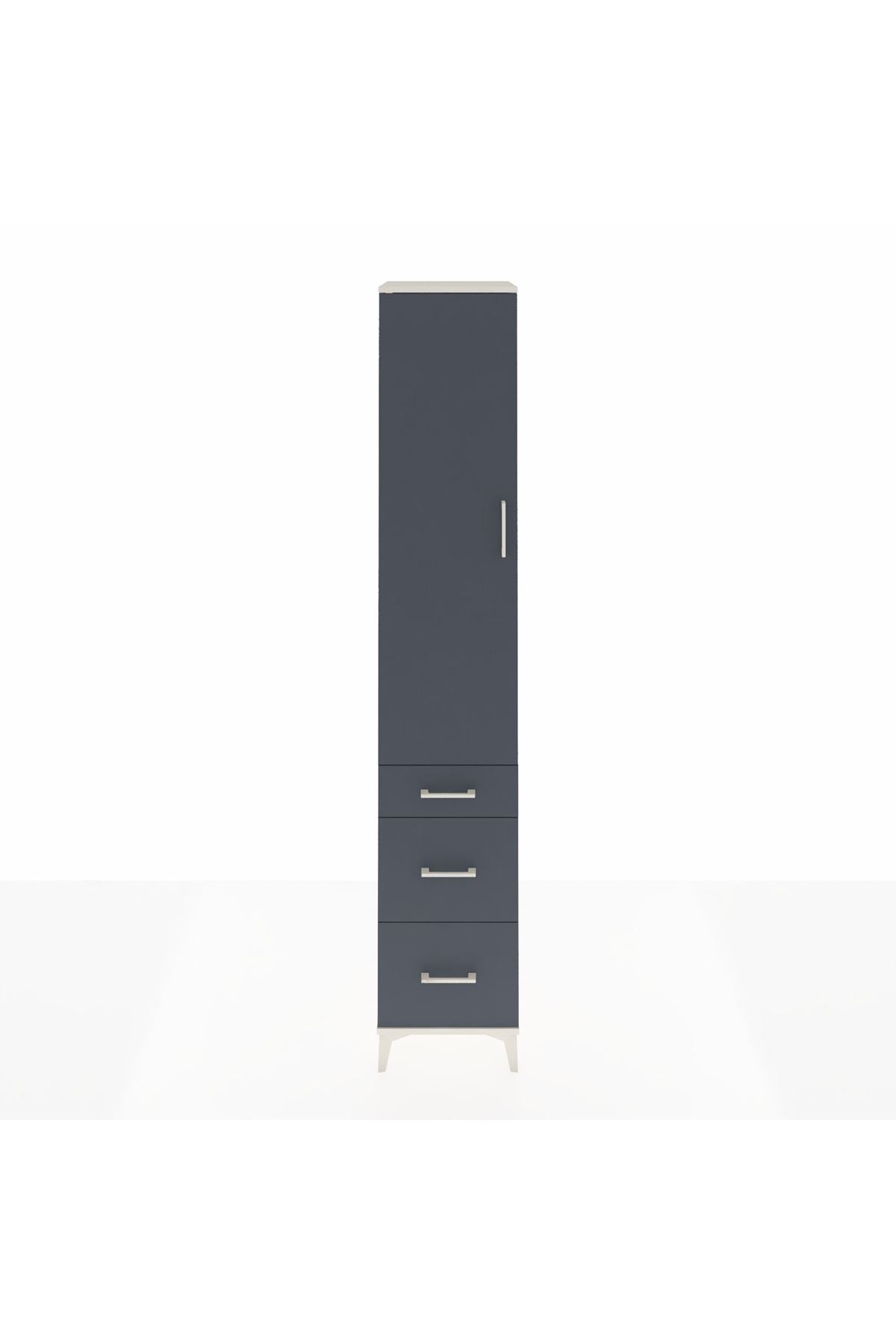 Hyperion Dolap 4 Raflı 3 Çekmeceli Tek Kapaklı 44x44x243 Aytaşı-Antrasit