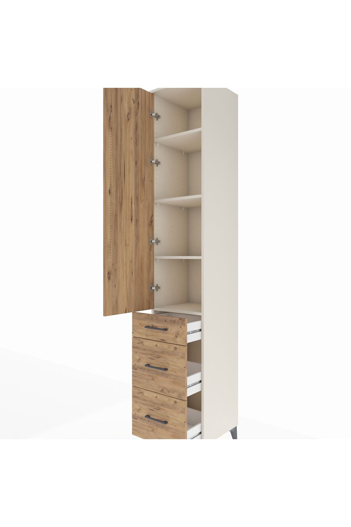 Hyperion Dolap 4 Raflı 3 Çekmeceli Tek Kapaklı 44x44x243 Aytaşı-Çam