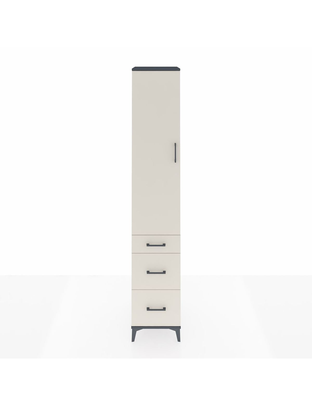 Hyperion Dolap 4 Raflı 3 Çekmeceli Tek Kapaklı 44x44x243 Antrasit-Aytaşı