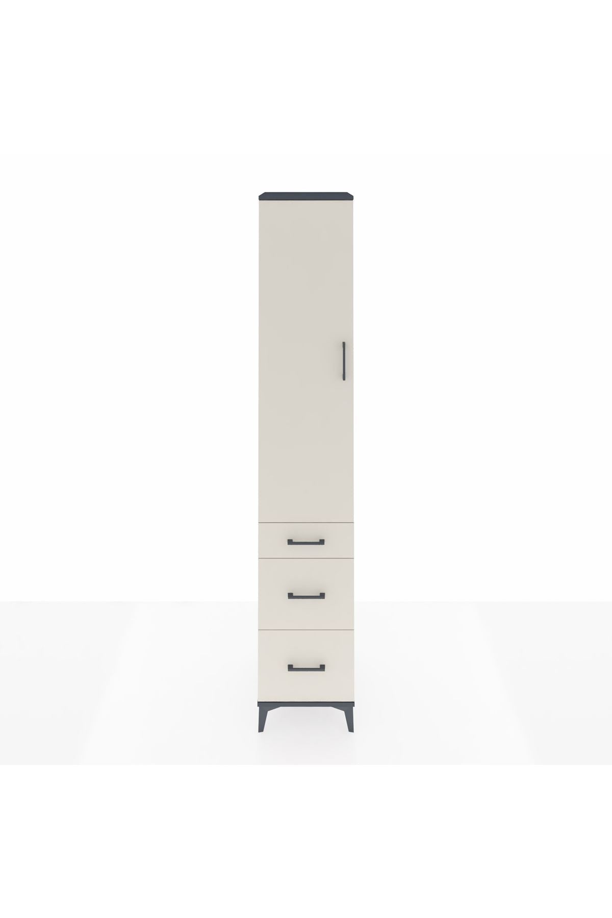 Hyperion Dolap 4 Raflı 3 Çekmeceli Tek Kapaklı 44x44x243 Antrasit-Aytaşı