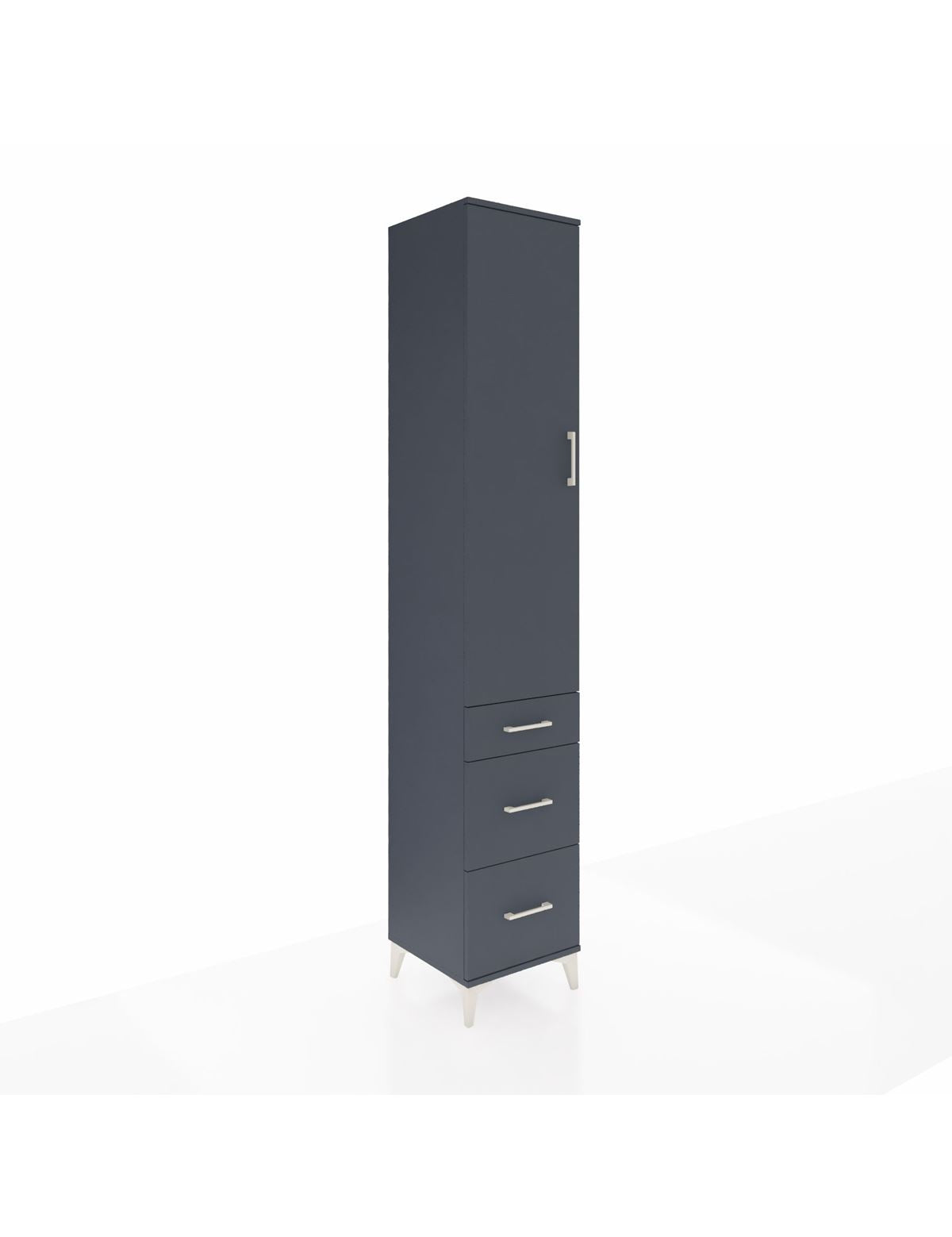 Hyperion Dolap 4 Raflı 3 Çekmeceli Tek Kapaklı 44x44x243 Antrasit-Antrasit