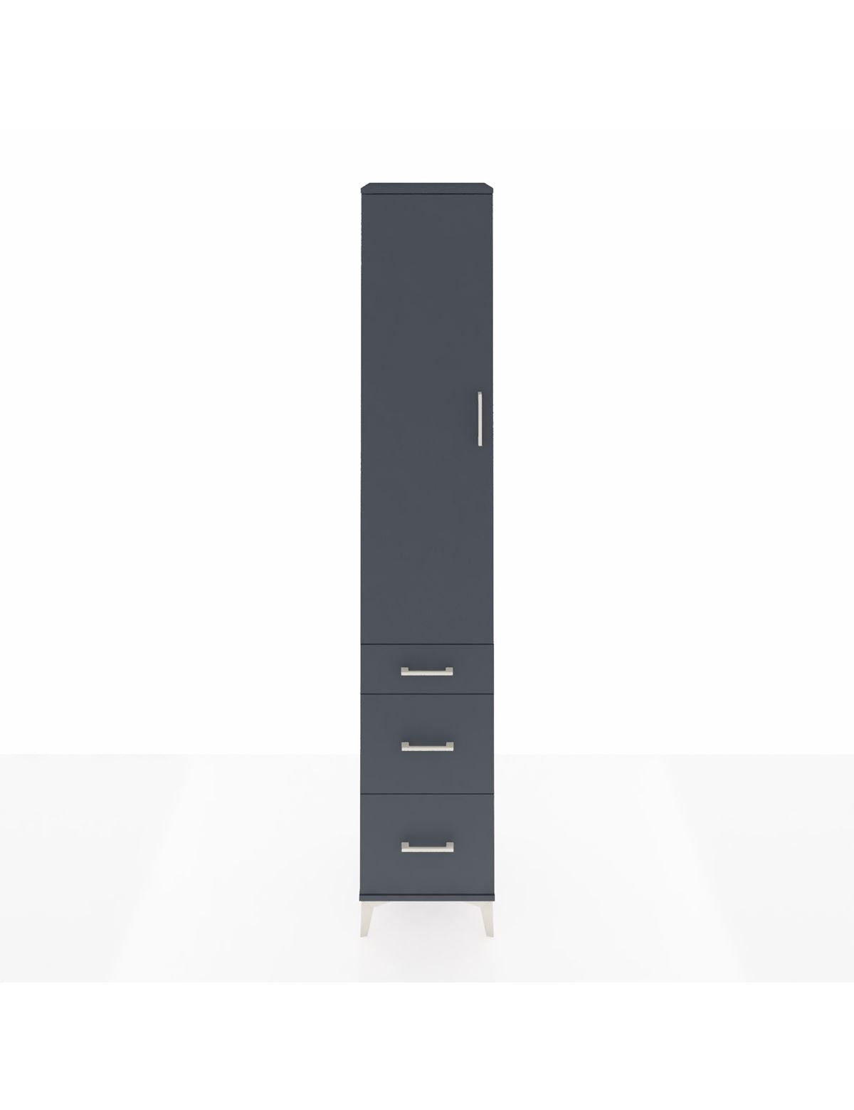 Hyperion Dolap 4 Raflı 3 Çekmeceli Tek Kapaklı 44x44x243 Antrasit-Antrasit